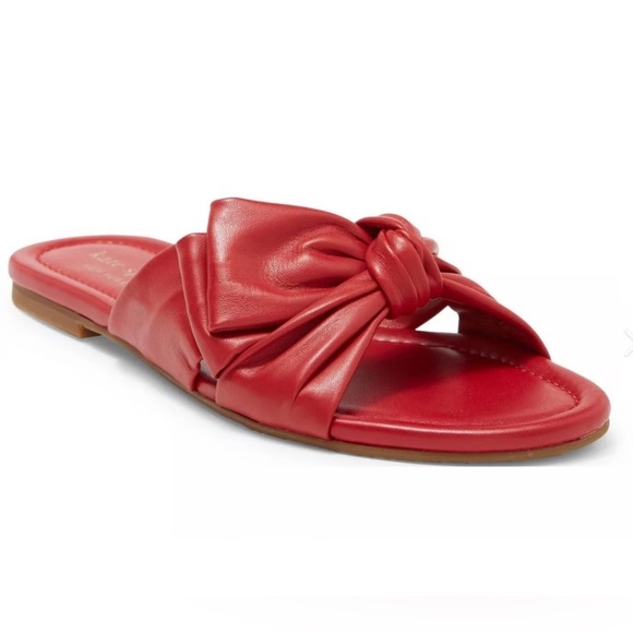 Kate Spade New York Marcella Red Bow Flat Sandals Size 6 NEW - Picture 1 of 12